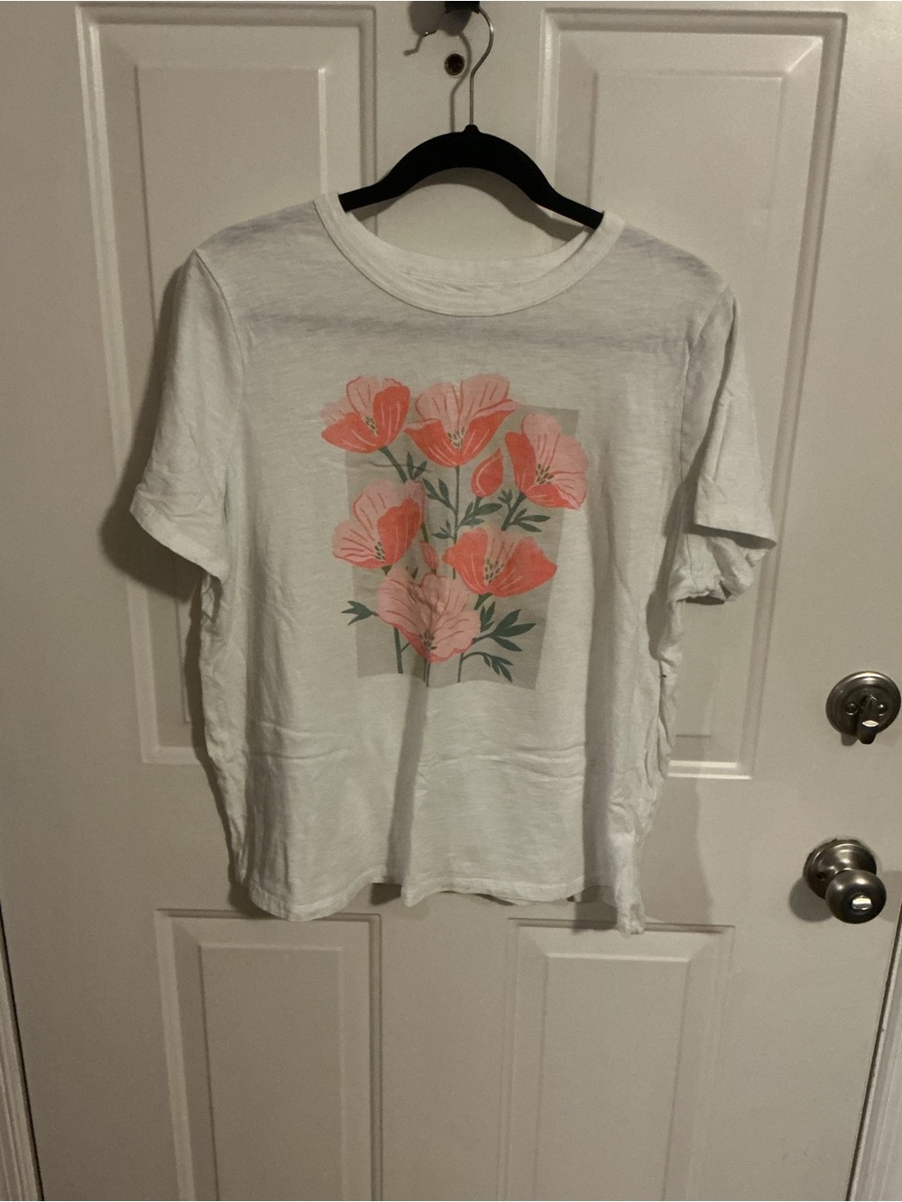 Old Navy White Tee with Coral Pink Floral Print